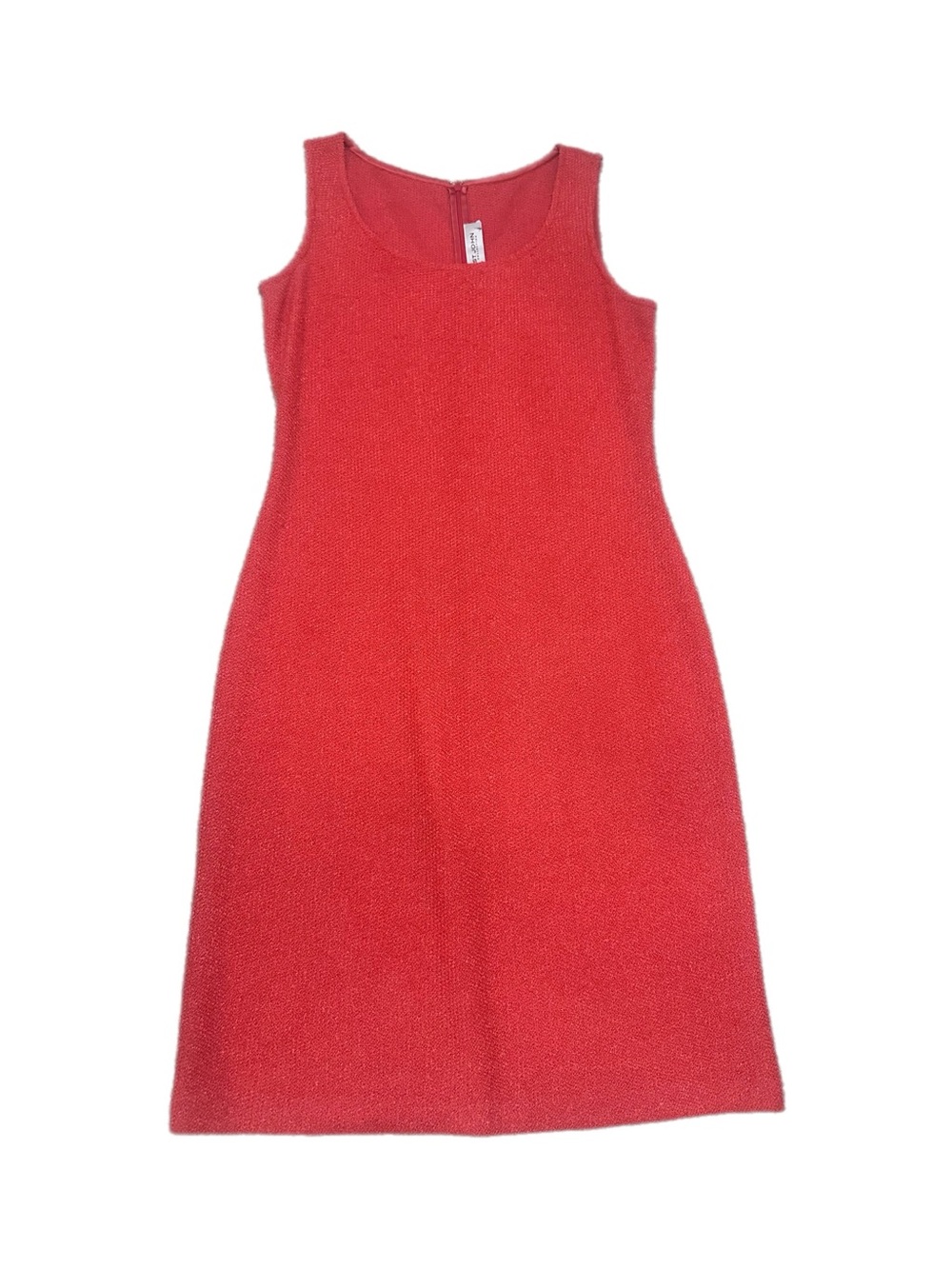 St. John Collection Sleeveless Red Textured Midi Dress